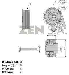 POLIA AUX DYV727 KA/FIESTA/COUR ZETEC C/