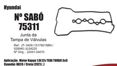 JUNT TAMP VALV HB20/CRETA 1.0 12V 21/..