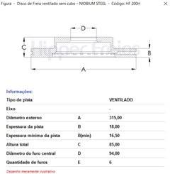 DISCO FREIO TS VENT PAJERO 3.2 08/16